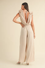 Load image into Gallery viewer, Anna 3D Floral Applique Jumpsuit in Taupe