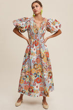 Load image into Gallery viewer, Flower Print Smocked Maxi Dress