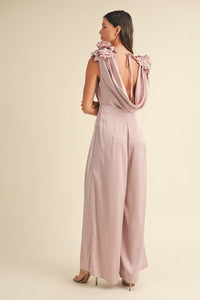 Anna 3D Floral Applique Jumpsuit in Mauve