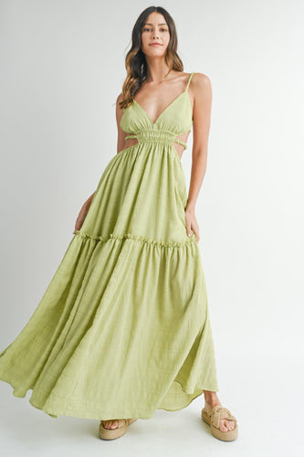 Envy Cutout Waist Backless Maxi Dress