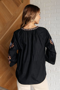 All For Me Embroidered V-Neck Blouse