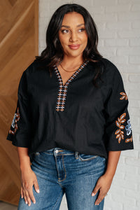 All For Me Embroidered V-Neck Blouse