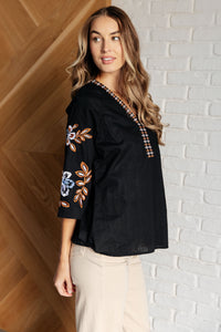 All For Me Embroidered V-Neck Blouse