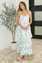 Load image into Gallery viewer, Bloomie Baby Tiered Dress in Ivory/Blue