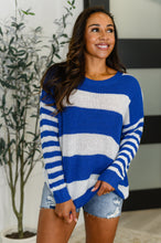 Load image into Gallery viewer, Casual Chaos Drop Shoulder Sweater in Royal Blue