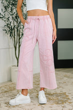 Load image into Gallery viewer, PREORDER: Flower Applique Cropped Flare Bottoms in Light Pink