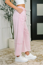 Load image into Gallery viewer, PREORDER: Flower Applique Cropped Flare Bottoms in Light Pink