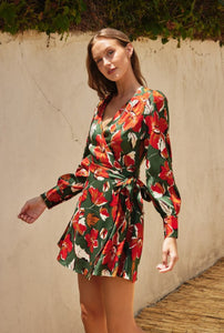 Autumn Floral Wrap Dress