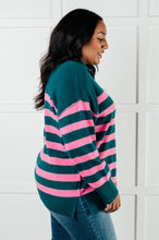 Load image into Gallery viewer, Well Situated Striped Quarter Zip Sweater in Green and Pink