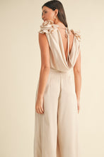 Load image into Gallery viewer, Anna 3D Floral Applique Jumpsuit in Taupe