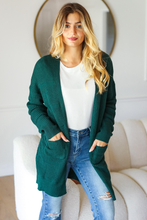 Load image into Gallery viewer, Stevie Textured Open Cardigan in Hunter Green