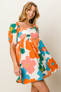 Greta Floral Puff Sleeve Mini Dress